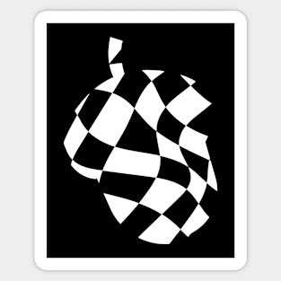 Wavy Checkerboard Acorn - Modern Black and White Design Sticker